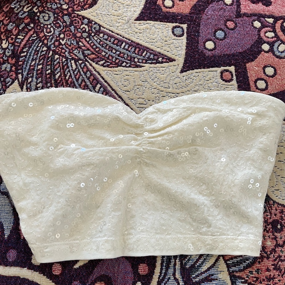 Clear sequin crop top